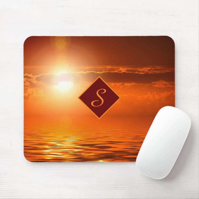 Monogram Sunset Orange Golden Sky Sea of Gold Mouse Pad (With Mouse)