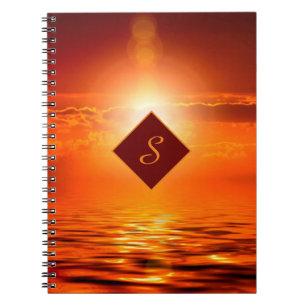 Monogram Sunset Orange Golden Sky Sea of Gold Notebook