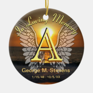 Monogram Sunset / Sunrise Memorial Ceramic Tree Decoration