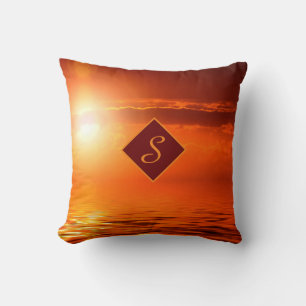 Monogram Sunset Yellow Scene Sea of Gold Sky Beach Cushion