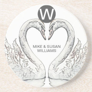 Monogram Swan Sandstone Coaster