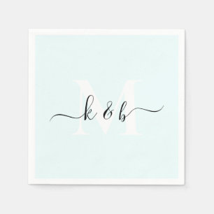 Monogram Swash Script Ice Blue Cocktail  Napkin