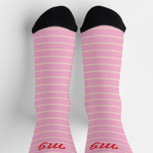 Monogram sweet pink stripes Modern cute pattern Socks
