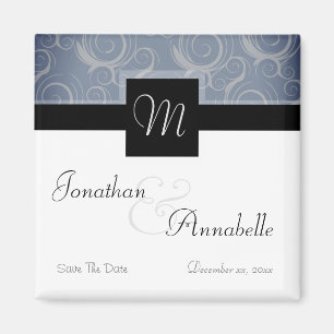 Monogram Swirls Save The Date Magnet