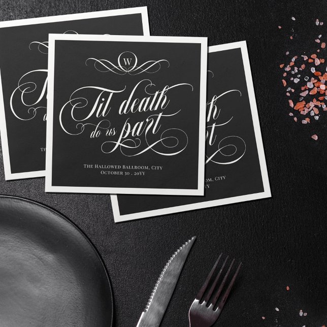 Monogram Swirly Til Death Do Us Part Wedding Napkin (Creator Uploaded)