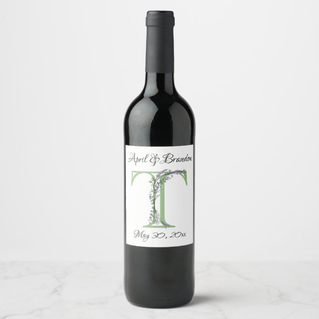 Monogram T Lavender Eucalyptus  Wine Label (Front)