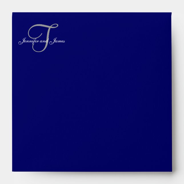 Monogram T Navy Save the Date Envelopes (Front)