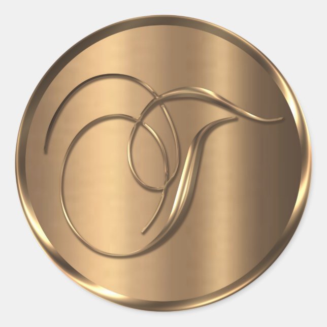 Monogram T NONMETALLIC Bronze Envelope Seal (Front)