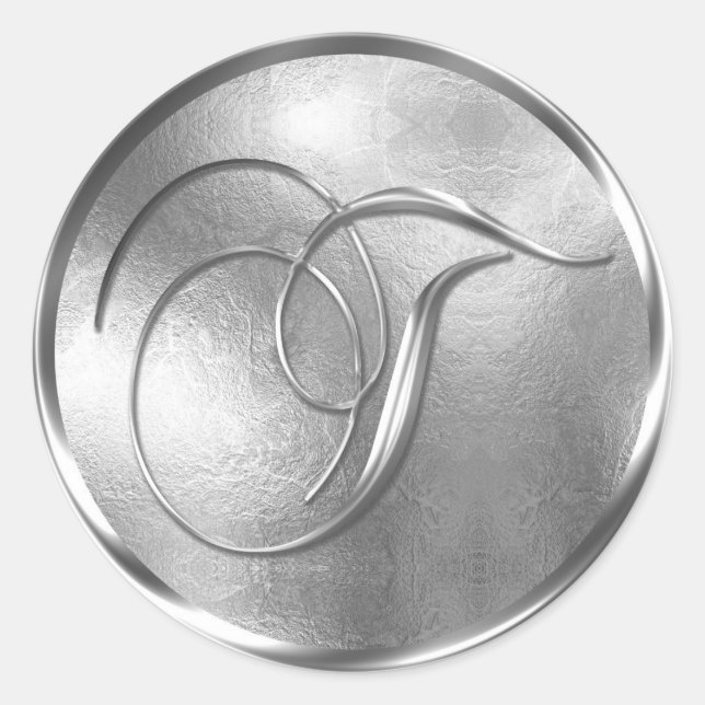 Monogram T NONMETALLIC Silver Envelope Seal (Front)