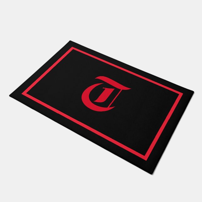 Monogram T Old English Trim Doormat (Angled)