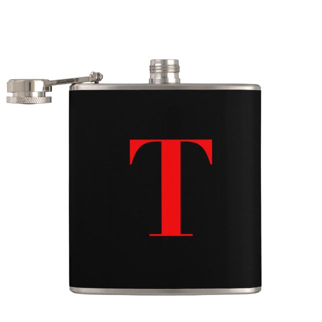 Monogram T On Black Hip Flask (Opened)