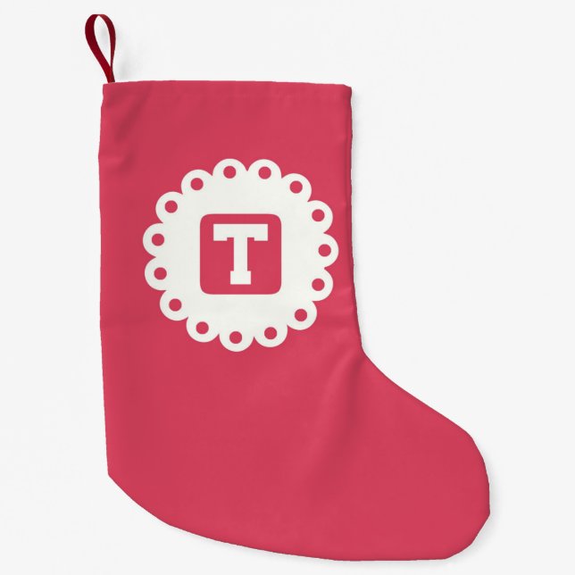 MONOGRAM "T" SMALL CHRISTMAS STOCKING (Front)