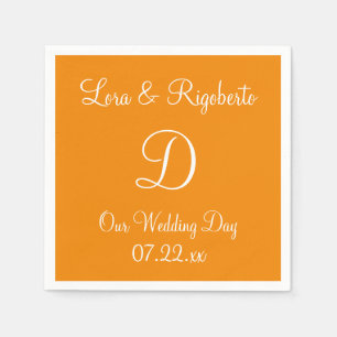 Monogram Tangerine Stylish Colourful Paper Napkins