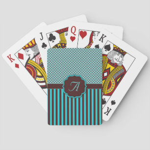 Monogram Tartan, Light Teal and Chocolate Brown Playing Cards