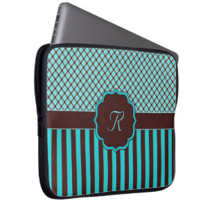 Monogram Tartan Lt Teal-Choc Laptop Sleeve 15"