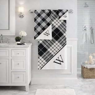 Monogram Tartan Plaid Bath Towel Set