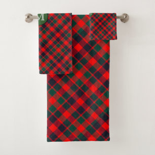 Monogram Tartan Plaid Christmas, Holiday, Scottish Bath Towel Set