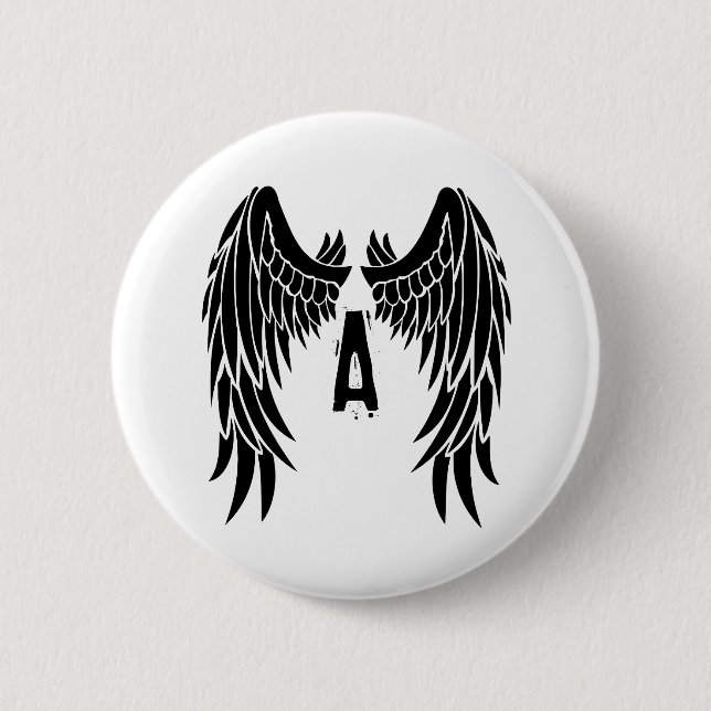 Monogram Tattoo Angel Wing 6 Cm Round Badge (Front)