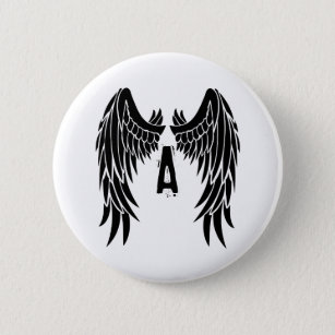 Monogram Tattoo Angel Wing 6 Cm Round Badge