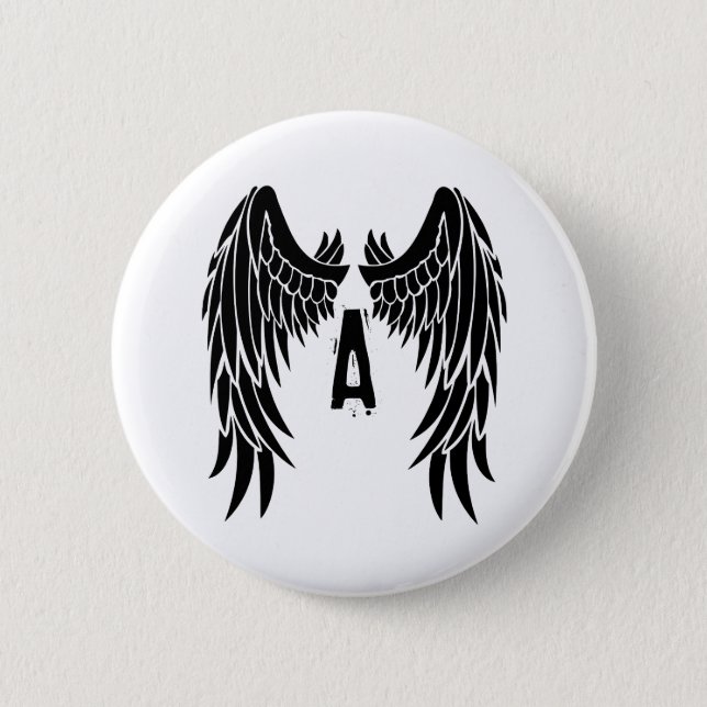 Monogram Tattoo Angel Wing 6 Cm Round Badge (Front)