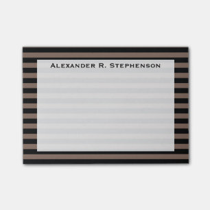 Monogram Taupe Brown and Black Stripe Post-it Notes