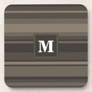 Monogram taupe stripes coaster