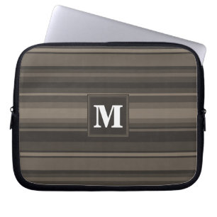Monogram taupe stripes laptop sleeve
