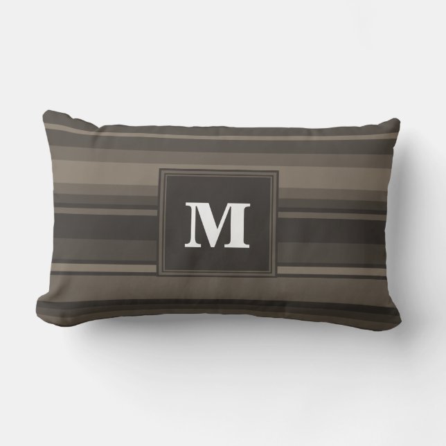 Monogram taupe stripes lumbar cushion (Front)