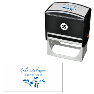 Monogram Teacher Name Leaves of Flower Classroom Self-inking Stamp
