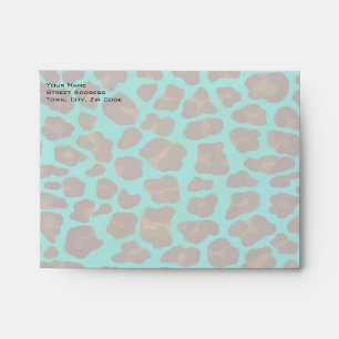 Monogram Teal and Brown Leopard Envelope