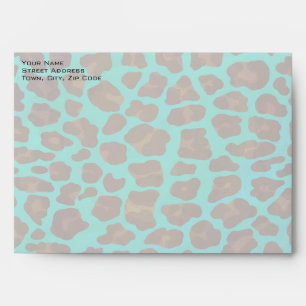 Monogram Teal and Brown Leopard Envelopes