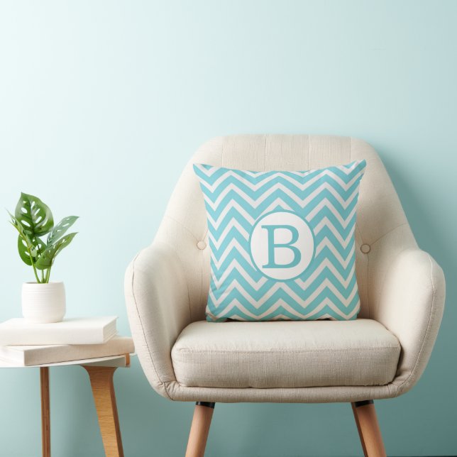 Monogram Teal Baby Shower Keepsake Pillow (Chair)