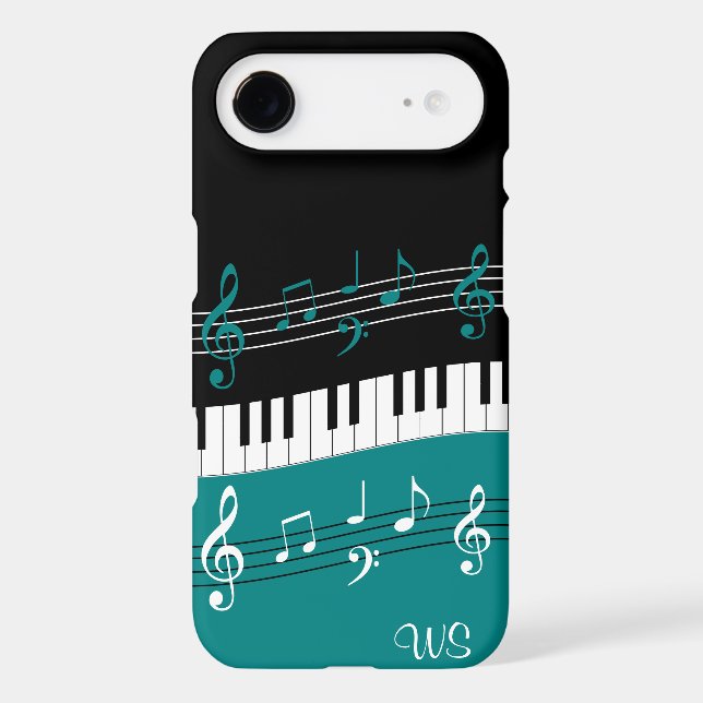 Monogram Teal Black White Piano Keys and Notes Case-Mate Samsung Galaxy Case (Back)