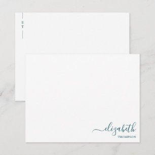 Monogram Teal Blue Simple Card