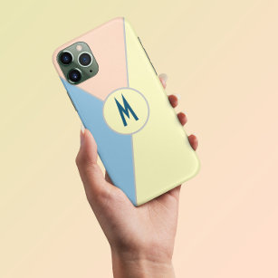 Monogram Teal blue yellow pink pastel Colour block iPhone 13 Pro Max Case
