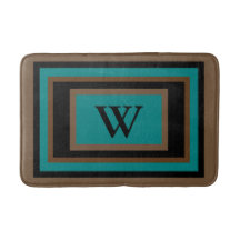 Monogram Teal Green Black Brown Geometric