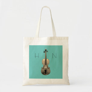 Monogram Teal Green Classical Music Violin  Tote Bag