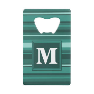 Monogram teal stripes