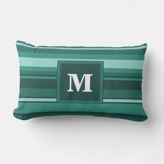 Monogram teal stripes lumbar cushion (Front)
