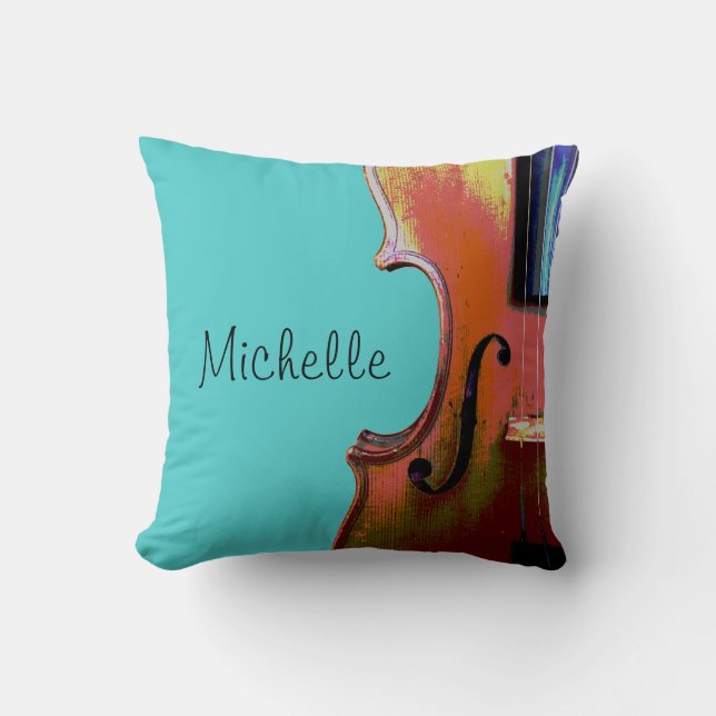 Monogram Teal Violin Cushion (Front)