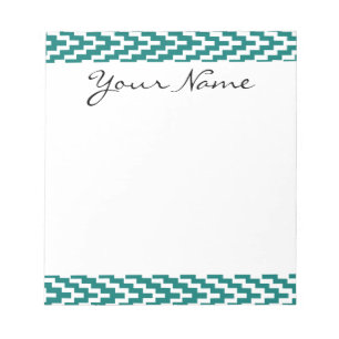 Monogram Teal White Ikat Chevron Zig Zag Pattern Notepad