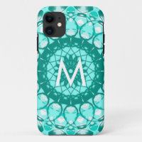 Monogram Teal White Loopy Kaleidoscope iPhone Case