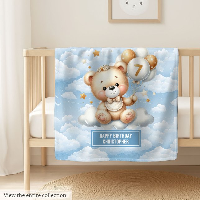 Monogram teddy bear blanket for 7th birthday boy (Monogram teddy bear blanket for 7th birthday boy)