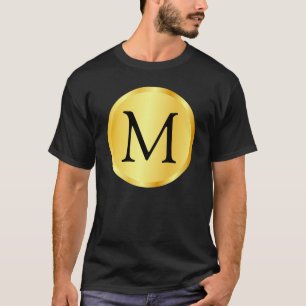 Monogram Template Faux Gold Elegant Black Trendy T-Shirt