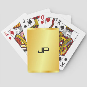 Monogram Template Faux Gold Metallic Look Elegant Playing Cards