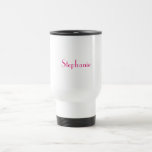 Monogram Template Pink Custom Name Gift 2023 Travel Mug<br><div class="desc">Designed with text template for monogram name and elegant two tone background in pink and white,  this is great for occasions like weddings,  bridal shower,  birthdays,  anniversary,  Christmas,  holidays etc.</div>