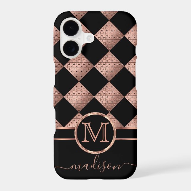 Monogram Template Rose Gold Diamond Pattern   (Back)