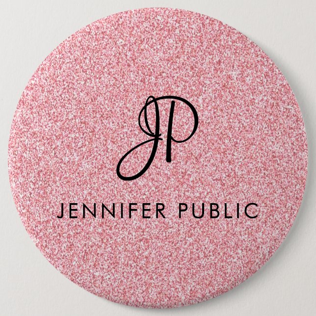 Monogram Template Rose Gold Glitter Look Elegant 6 Cm Round Badge (Front)