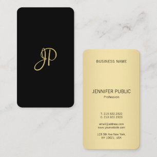 Monogram Template Trendy Elegant Black Gold Modern Business Card