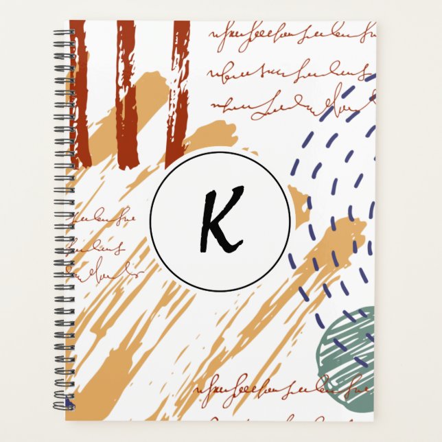 Monogram Terracotta Abstract Doodle Planner (Front)